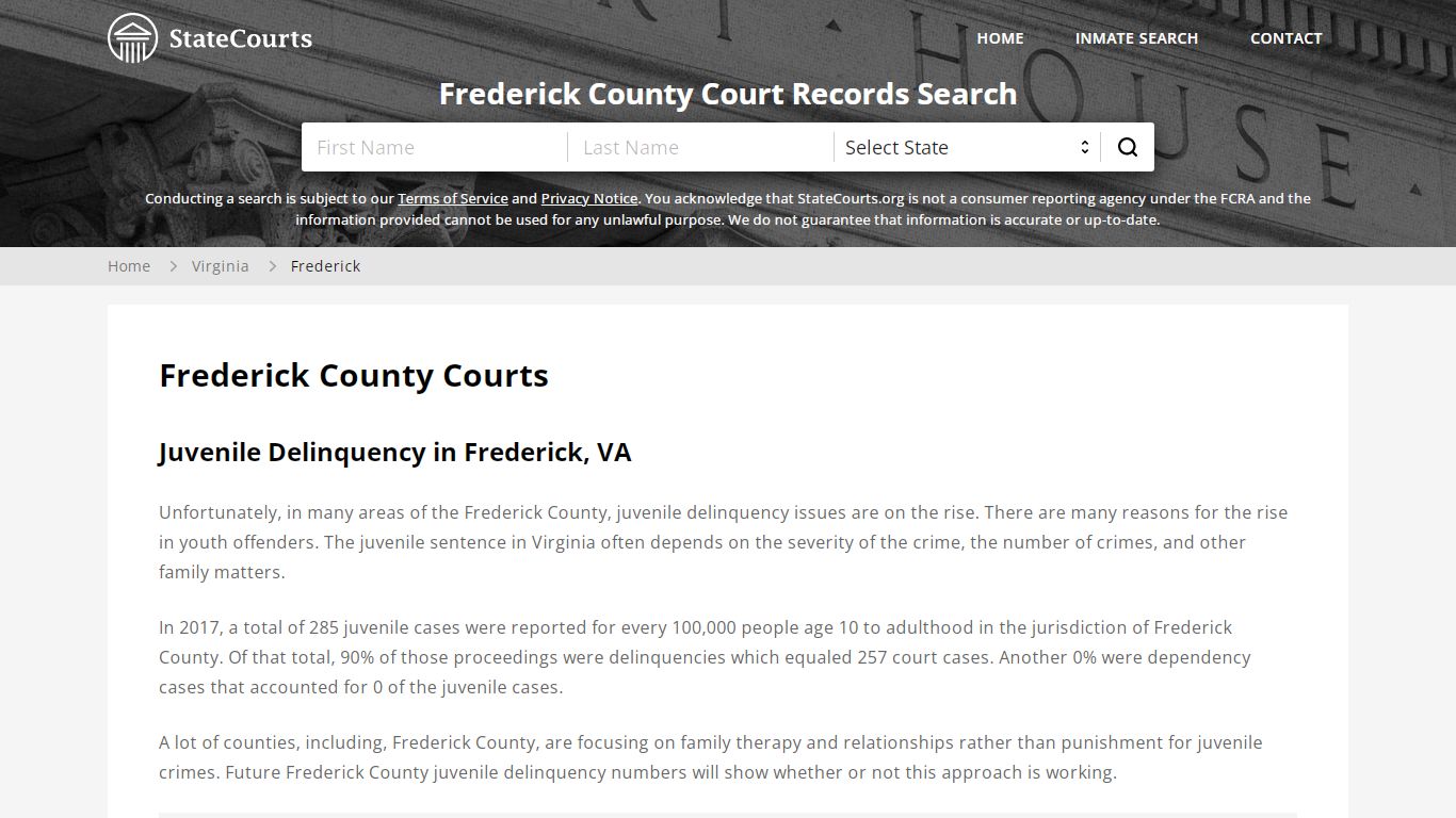 Frederick County, VA Courts - Records & Cases - StateCourts